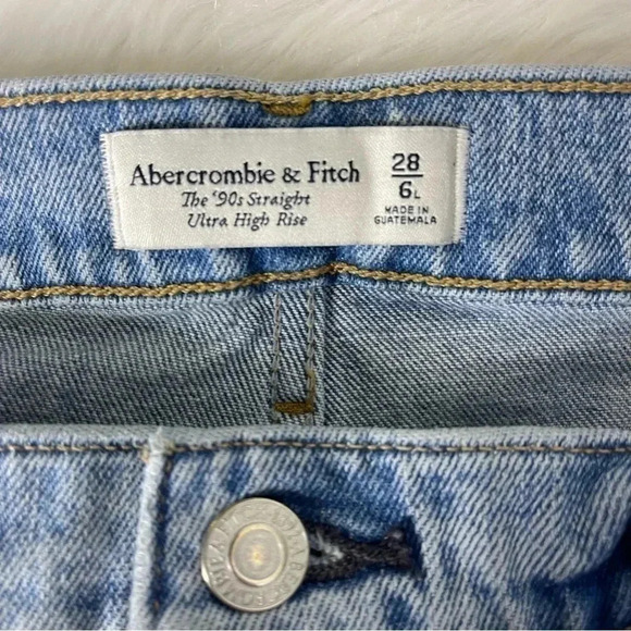 Abercrombie & Fitch The 90's Straight Ultra a high Rise Jeans Size 28 6 Long - Picture 6 of 7